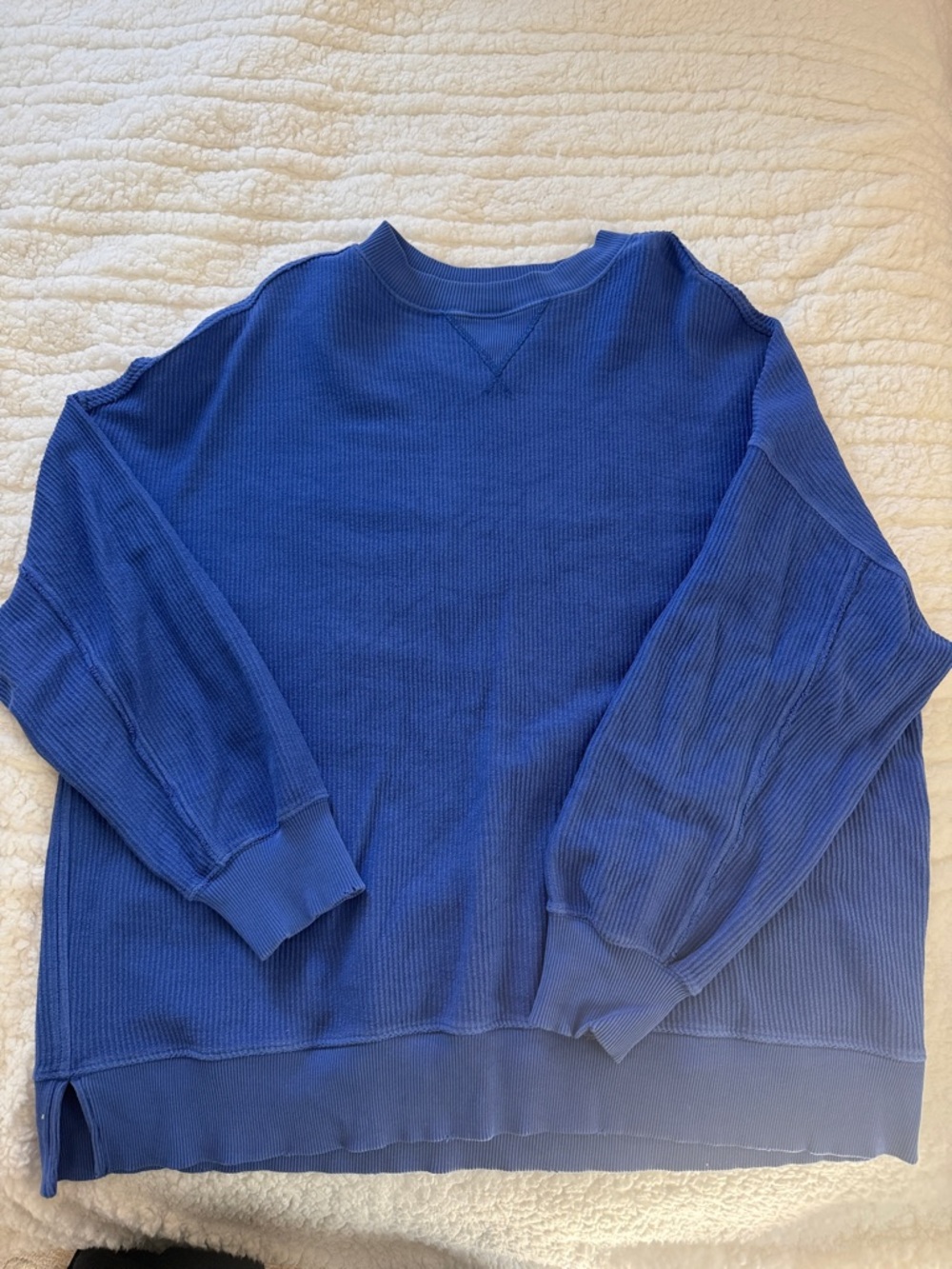 Aerie Blue Ribbed Crewneck
